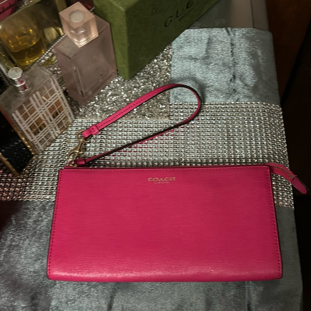 Pink coach wristlet